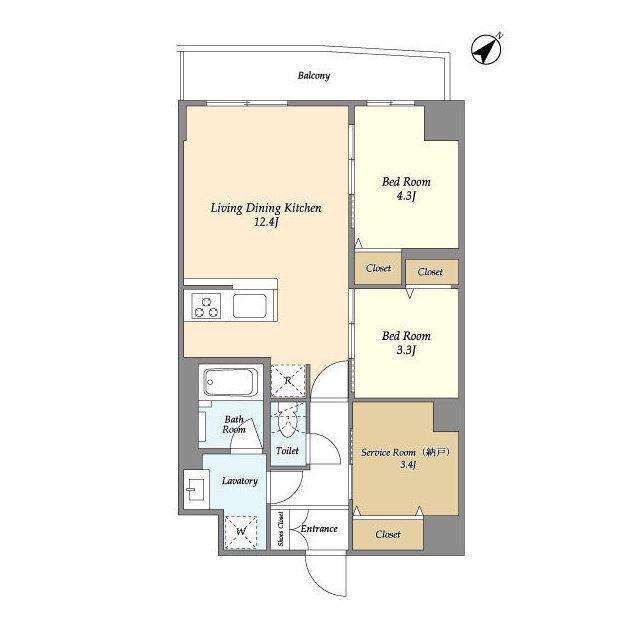 グランカーサ西葛西(2SLDK/3階)の間取り写真