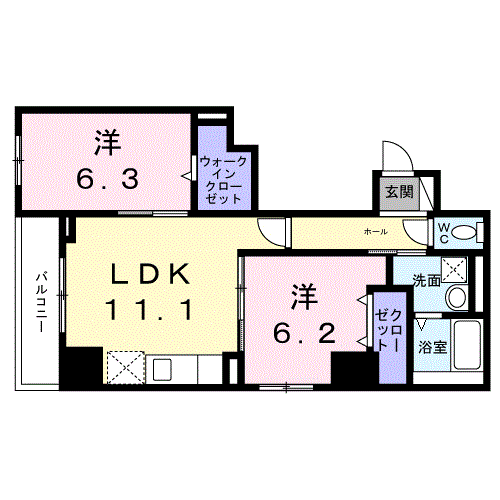 シエスタ キー(2LDK/2階)の間取り写真