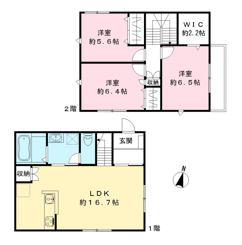 フォレスト本八幡 A棟(3LDK/2階)の間取り写真