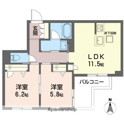 ベレオ東船橋(2LDK/3階)の間取り写真
