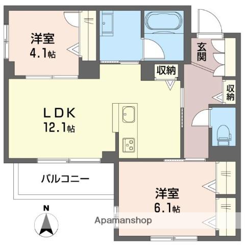 ベレオ東船橋(2LDK/2階)の間取り写真