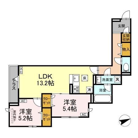 D-STELLA(2LDK/1階)の間取り写真