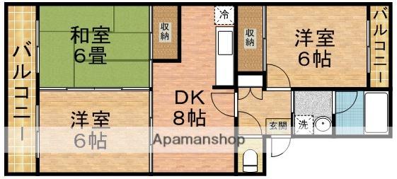 市川グリーンタウンミズホ(3DK/3階)の間取り写真