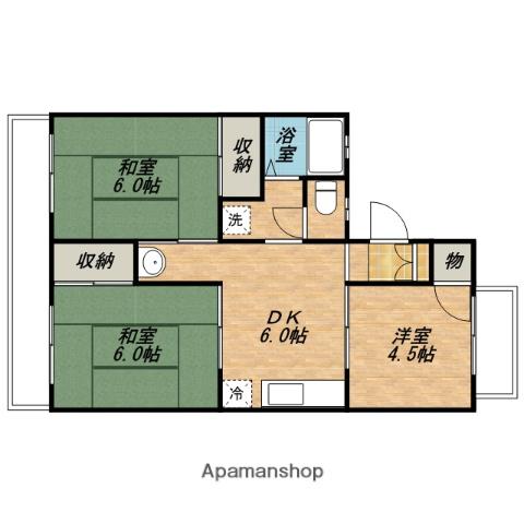 サンハイツ1号棟(3DK/1階)の間取り写真