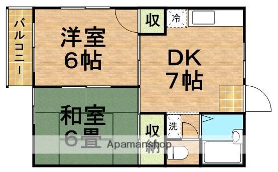 ブルーハイツ(2DK/2階)の間取り写真