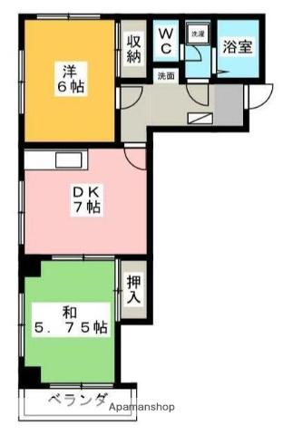クレールシマムラ(2DK/3階)の間取り写真