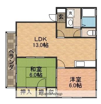 シャルマンハイツ(2LDK/2階)の間取り写真