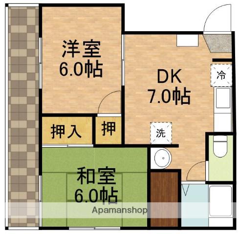 メゾンシャルムA(2DK/1階)の間取り写真