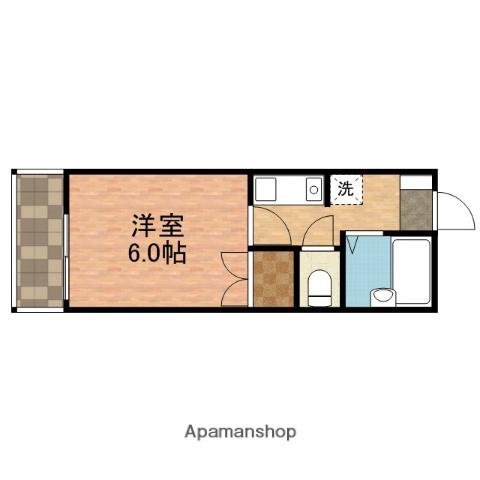 ローズビラⅡ(1K/1階)の間取り写真