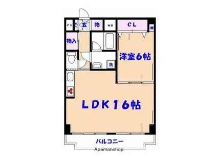 アパートメントウィステリア(1LDK/6階)の間取り写真