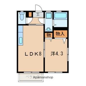 ドミールK(1LDK/2階)の間取り写真