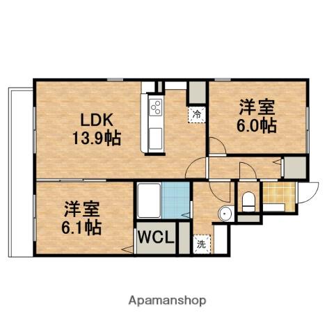 ノーブルコートⅡ(2LDK/1階)の間取り写真