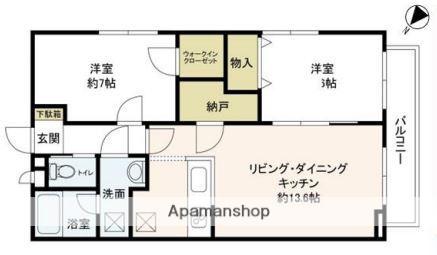 COCCONELLE(2LDK/2階)の間取り写真