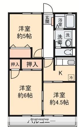 シティハイムコスモⅢ(2DK/2階)の間取り写真
