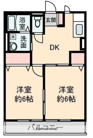 フィオーレ(2DK/2階)の間取り写真