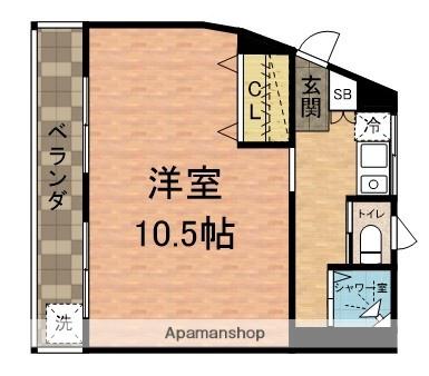 ハイツ光彩(ワンルーム/2階)の間取り写真