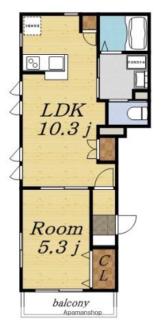 ルーエプラッツ(1LDK/1階)の間取り写真