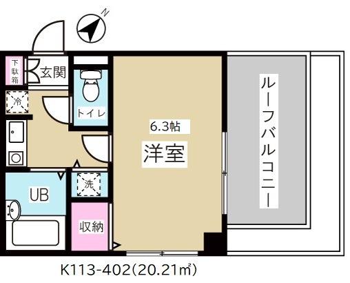 フェースタワーⅢ(1K/4階)の間取り写真