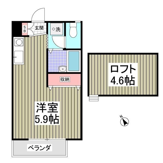 フロンティアⅠC棟(1K/2階)の間取り写真
