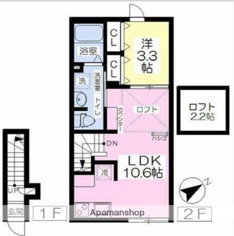 AROUNDYOU行徳(1LDK/2階)の間取り写真