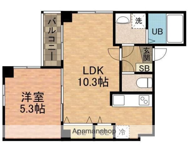 ルラーシュ船橋(1LDK/4階)の間取り写真