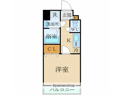 アンプルールフェール リアン.ケー.エム(1K/3階)の間取り写真