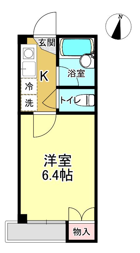 オークマンション(1K/1階)の間取り写真