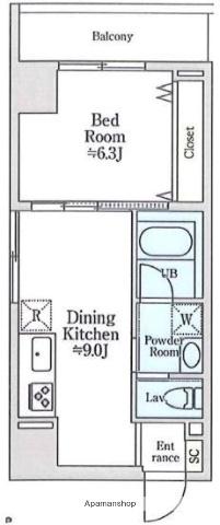 シュワーブパレ(1DK/7階)の間取り写真