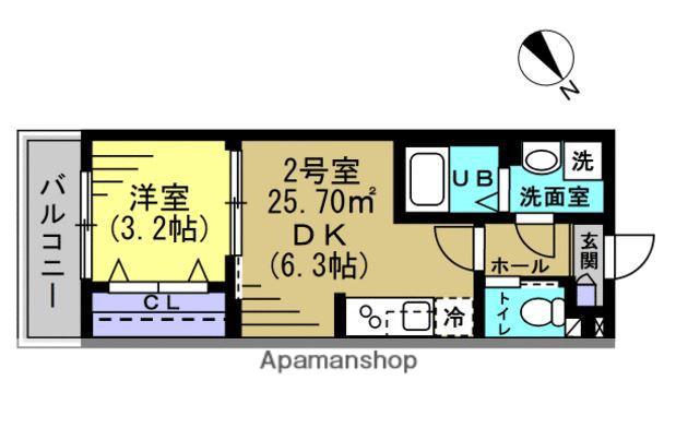 AJ西船橋(1DK/2階)の間取り写真