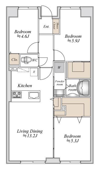 コンフォート津田沼壱番館(3LDK/3階)の間取り写真