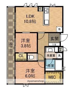 CLIVIA八幡(2LDK/2階)の間取り写真