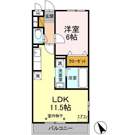 コスモガーデン(1LDK/2階)の間取り写真