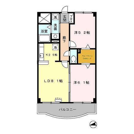 メルベーユ(2LDK/2階)の間取り写真