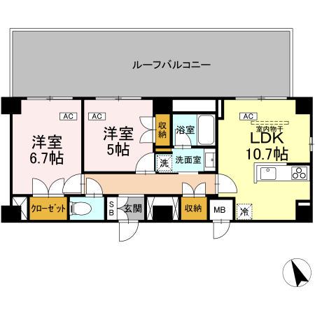 サンジョイアゼロ(2LDK/5階)の間取り写真