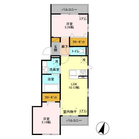 フェリシータ(2LDK/2階)の間取り写真