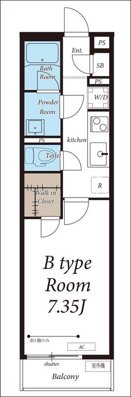 リブリ・津田沼Ⅲ(1K/1階)の間取り写真
