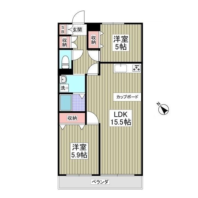 チクマハイツ(2LDK/1階)の間取り写真