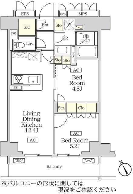 リーフシティ市川ザ・レジデンス(2LDK/7階)の間取り写真