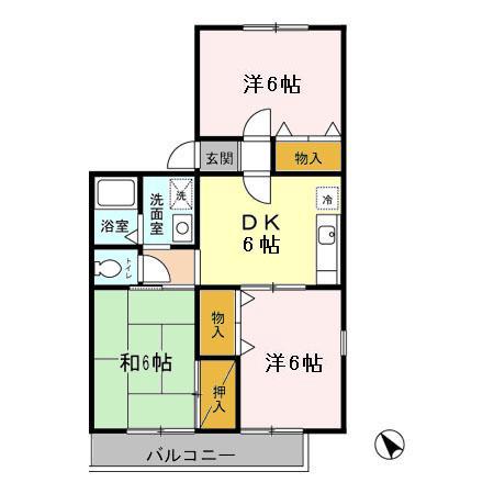 リラコートI(3DK/2階)の間取り写真