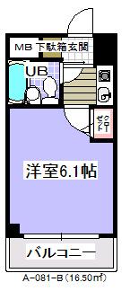 ローズガーデンA81番館(1K/3階)の間取り写真
