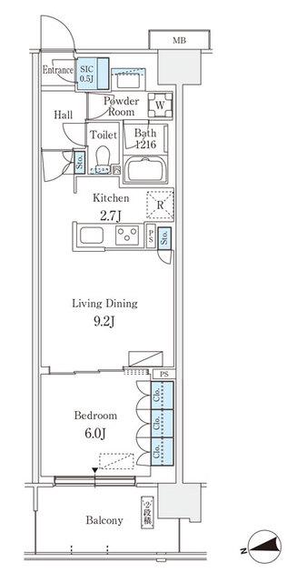 スカイグランデ津田沼(1LDK/4階)の間取り写真
