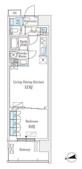 スカイグランデ津田沼(1LDK/4階)の間取り写真