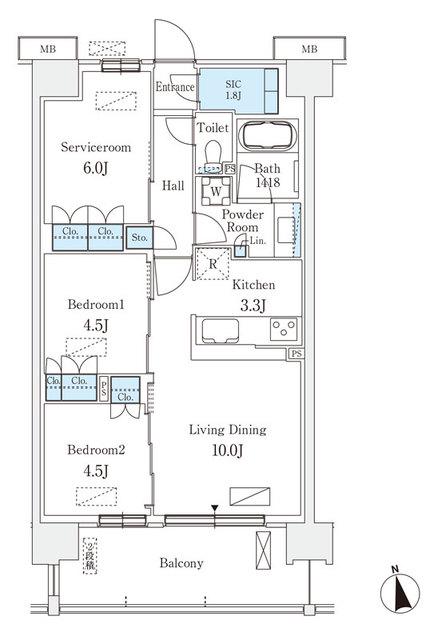 スカイグランデ津田沼(2SLDK/4階)の間取り写真