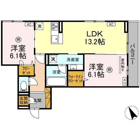 ルミナスひたち(2LDK/3階)の間取り写真