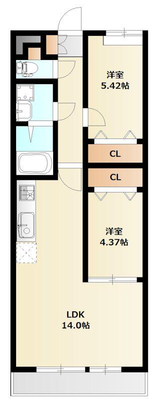 ミリアビタ習志野台(2LDK/3階)の間取り写真