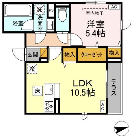 D-ROOMトリシア市川東大和田1丁目(1LDK/1階)の間取り写真