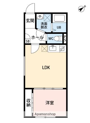 PEAKS FUNABASHI(1LDK/1階)の間取り写真