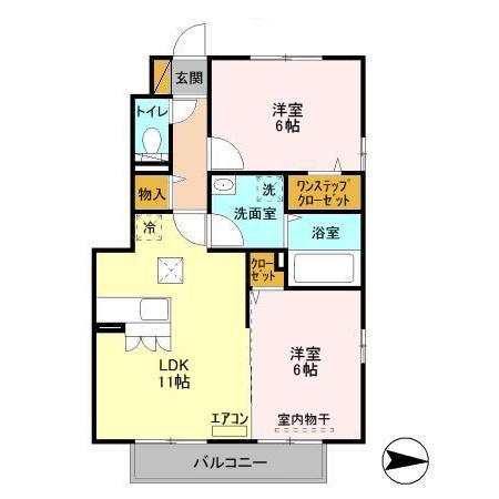 モダンコート クレシア(2LDK/1階)の間取り写真