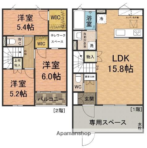 カーザ キアリア妙典(3LDK/2階)の間取り写真