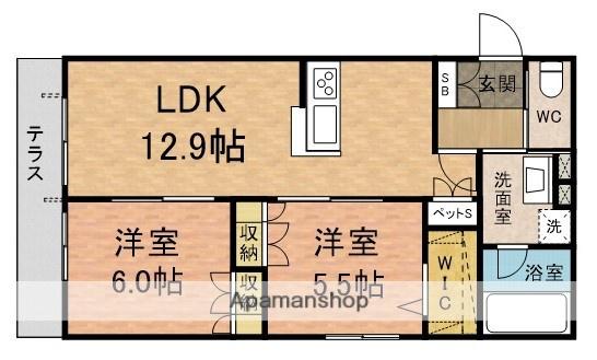 VIE CHANTER(2LDK/1階)の間取り写真